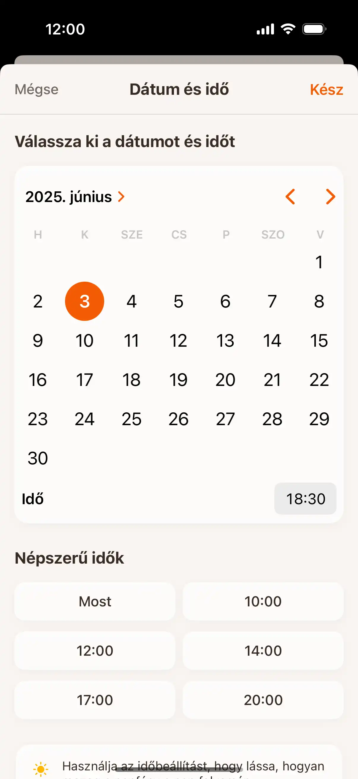 Time travel interface showing date and time picker to check sun position at future or past moments