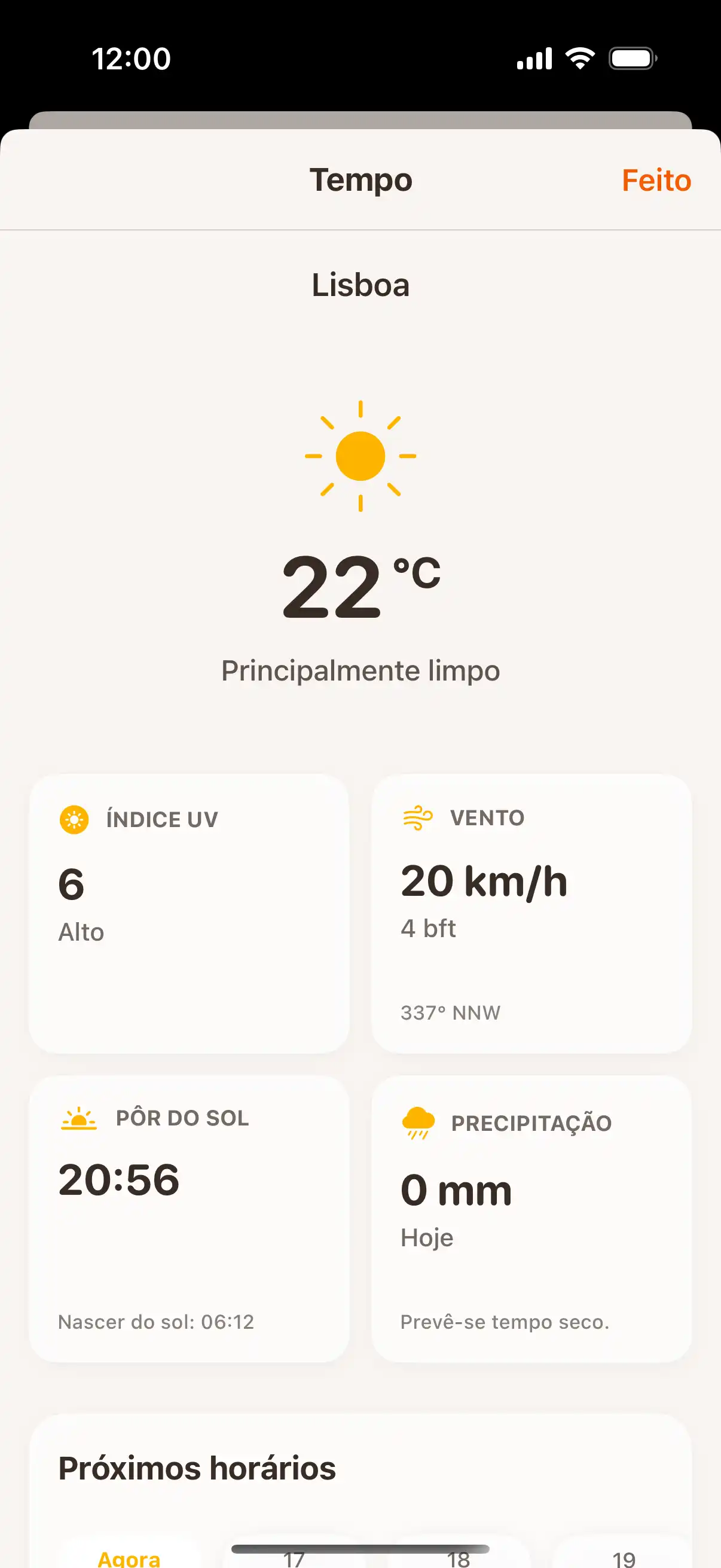 Weather forecast screen showing detailed hourly and daily weather predictions with temperature and precipitation data